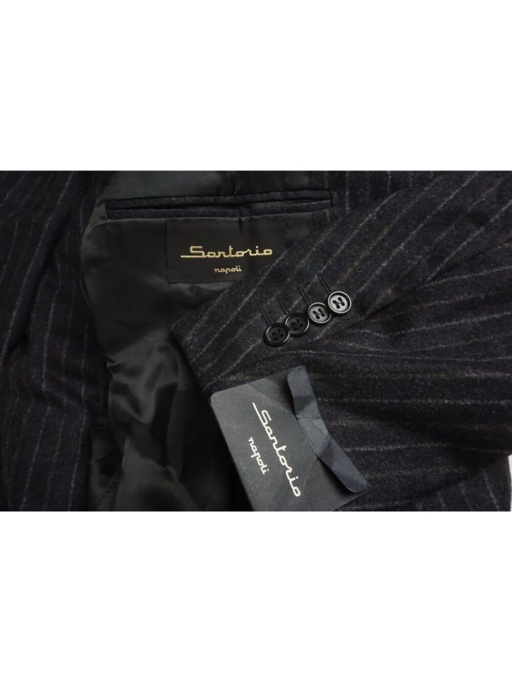 Sartorio Napoli Gray Brown Striped Flannel Wool 2 Pc Suit Jacket Pant 50R EU NEW